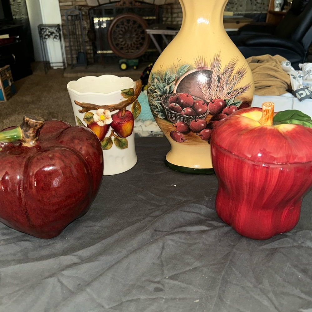 Red Apple Ceramic home decor bundle